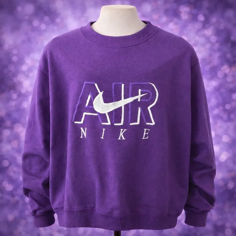 VTG Nike Air USA 1990s Embroidered Purple Sweatshirt XL